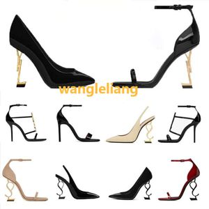 Luxury Women High Heel Sandals Dress Shoes Stiletto HeelsDesigner Heels Formal Events Designer Shoes Black Golden Gold Wedding Bottoms Size 35-41