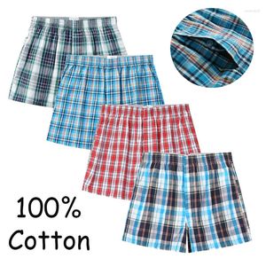 Mutande XL-6XL Taglie Forti Intimo da Uomo Boxer in Cotone Pantaloncini Larghi Abbigliamento da Casa Pigiami Cintura Elastica Plaid Morbido