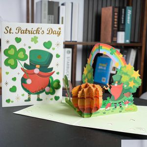 Geschenkkarten Happy St. Patricks Day Festival Card 3D Pop Up Clover Greeting Drop Delivery Dhrtq