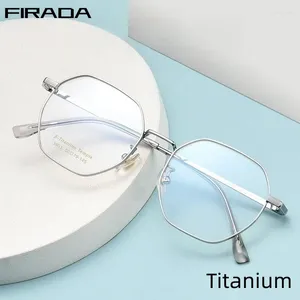 サングラスフレームFirada Fashion Ultra Light Eyeglasses Luxury Vintage Titanium Eyewear Polygonal処方メガネフレーム