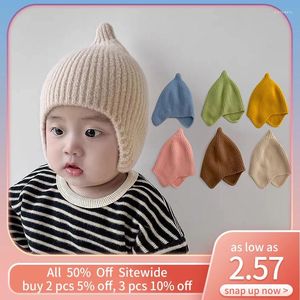 Saç Aksesuarları Kış Bebek Kulak Koruma Şapkası Sıcak Yünlü Toddler Earmuffs Cap Koreli Çocuklar Tığ işi kaputu düz renkli çocuklar örgü