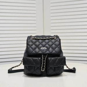 D U M A 2 3 P Frog Bag Small Fragrant Wind Backpack with Caviar Cowhide diamond Fashion Chain Double Pocket Backpack