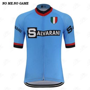 الكلاسيكية Retro Pro Team Salvarani Cycling Jersey Men Short Sleeve Blue Road Racing Bicycle Clothing Mtb No Game9817799