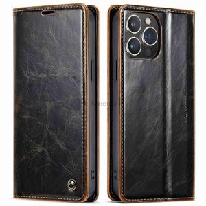 حالات iPhone 15 14 13 12 11 Mini Plus Max X Xr XS 8 7 Wallet Magnetic Leather TPU Caseme 003 Case 240304