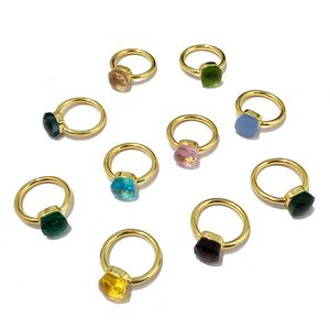 Women's 2Pcs Solitaire Ring Set with Mixed Color Crystals, 30 Candy Colors, Birthday Jewelry Gift