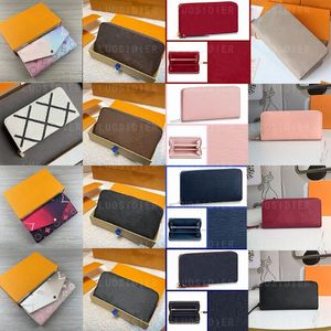 Luxurys Designers Zippy Wallet Vertical Classic Clemence Leather Zippy Coin Purse intoing Flat PocketsオーガナイザーPo​​uch2818