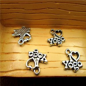 75 pezzi-- Ciondoli I Love Yoga Argento antico Yogi OHM OM Simbolo Meditazione Simbolo Ciondolo con ciondolo meditazione 14x13mm324A