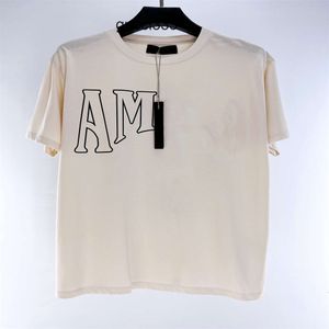 Amirirlies Tshirts 짧은 캐주얼 Amar Miri Mens Amari Summer Men Women Tshirt Cotton Designers Amirl Sleeve Letter Line Back Sun Print Am Shirts Hip Hop Stre