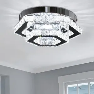 Ceiling Lights FRIXCHUR Modern Crystal Chandelier LED Flush Mount Light Fixture For Bedroom Hallway Bar Living Room