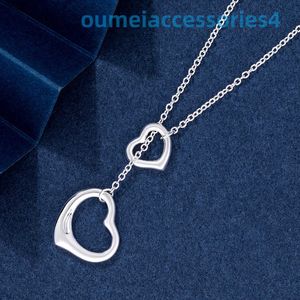 2024 Jewelry Designer Brand Pendant Necklaces Love Lock Ring Female V-gold Fashionable Light Versatile and Double Heart-shaped Collarbone Chain