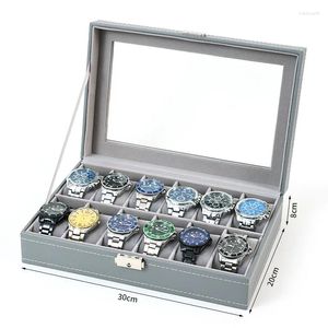 Uhrenboxen Stil 6/10/12 Gitter Luxus Grün/Grau Organizer Top Qualität für Männer Frauen Uhren Schmuck Display