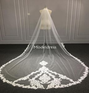 Nuovi veli da sposa lunghi in pizzo a uno strato con applicazioni a pettine morbido tulle accessori da sposa per la sposa veli da sposa economici accessori da sposa8032253