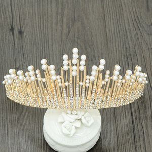 Barok Rhinestone Pearl Taç Tiara Gelin Prenses Tiara Düğün Saç Aksesuarları Saç Süsleme Gelin Tiara 2403