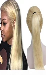 Wstępna Premiera Blondynka Pełna koronkowa peruka z prostą peruką dla kobiet Brazylijskie ludzkie włosy 150 Gęstość koronkowa Frontal5637801