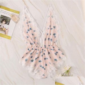 Bras Sets Three-Point Y Sling One-Piece Lingerie Ring Printed Steel Without Nightdress Womens Lace Exotic Drop Delivery Dhlov
