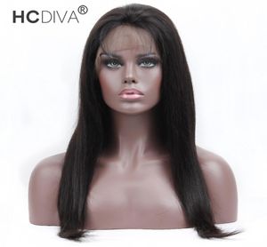 Peruvian Virgin Human Hair Wigs 134 Spets Front Wigs rak 1422 tum 150 Densitet Förspänd babyhår naturligt svart för svart W5239247