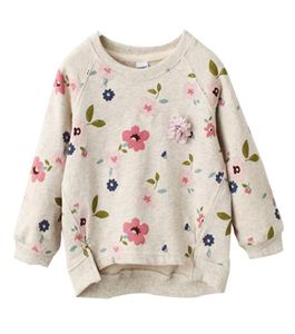 Barn blommor tröja tröja båthals långärmad baby flickor designer kläder småbarn vår sommar gungan kort front lång ba7008266