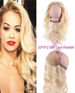 613 Platinum Blonde 360 ​​koronkowy czołowy pasmo regulacyjne pełne koronkowe zamknięcia 1342 Indian Body Wave Virgin Hair 360 Frontals Bleached4498081