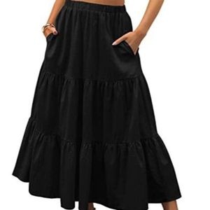 Shrink Pleated Large Hem Waist Cinched Skirt for Women's Clothing