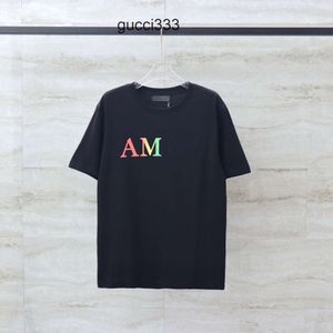 Amirirliers Summer Personality Short Amar Miri 2023 Amari Mens T Shirts Designer Clothing Rainbow Amirl Letter Splash Ink Tshirt Men Amis Sleev