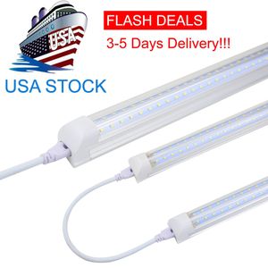 LED -rör 8ft LED Tube Light Shop -lampor Fixtur 6500K Super Bright White Clear ER Hög utgång Dubbel Row V -form 270 graders belysning DHGLT