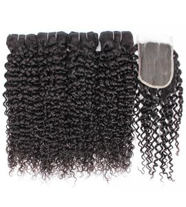 Jerry Curl Virgin Hair 4 Bundles mit 44-Spitze-Verschluss, natürliche Farbe, Remy, brasilianisches, peruanisches, indisches, kambodschanisches, lockiges Echthaar, Ext9431227