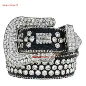 Cintura stilista Bb Simon per uomo donna diamante lucido nero su blu bianco con strass bling come cintura Bj73