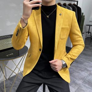 Kurtki plus rozmiar 4xlm jesienne deerskin aksamitne kurtki Blazer 6 Kolor Men Business Busin