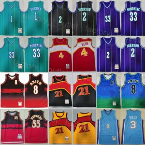 후퇴 농구 레트로 SPUD 웹 저지 4 Dikembe Mutombo 55 Steve Smith 8 Tyrone Muggsy Bogues 1 Larry Johnson 2 Alonzo Mourning 33 Chris Paul 3 Vintage