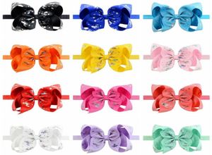 6 tum Grosgrain Ribbon Bowknot Barn Hårtillbehör med explosioner Unicorn Party Gilding Baby Glirs Bow Hair Band A1928927613