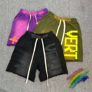 Tie-dyed VERTABRAE Sweat Shorts Men Women High Quality Washed Drawstring Breeches