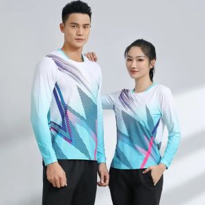 Maglietta maglietta a maniche lunghe camicia da tennis badminton uomini donne pingpong maglie abiti da palestra uomini addestrarsi con tee uniforme