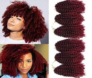 Malibob afro kinky curl virka flätor 8 tum jerry curl ombre kinky curl syntetic flätning hår 3 bitar lot6739493