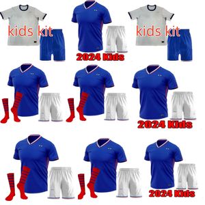 2024 Französische Komplettsets Französische Fußballtrikots BENZEMA GIROUD MBAPPE GRIEZMANN SALIBA PAVARD KANTE Maillot De Foot Equipe Maillots Kinder-Kit-Fußballtrikot