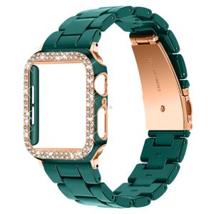 Bands Watch Diamond Case Harts Rem för Watch Series 6 5 4 SE Bands Luxury Armband Wristbands Iwatch Watchband Smart Accessories 240308