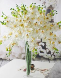 one Fake Orchid Flowers Phalaenopsis Medium Size Orchids Artificial Simulation Orchid 5 Colors Fake Flowers for Wedding Floral LL