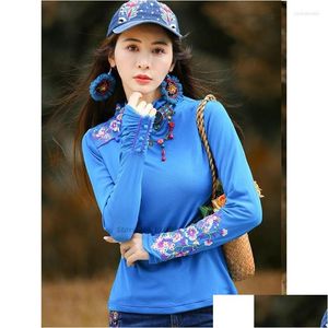 Roupas étnicas 2023 Chinês Tradicional Hanfu Camisas Nacional Mulheres Tang Terno Retro Flor Bordado Elegante Blusa Vintage Drop de Dhkzo