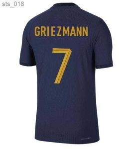 Soccer Jerseys Maillots De Football 2022 World Cup French Benzema Shirts Mbappe Griezmann Pogba Kante Maillot Foot Kit ShirtH240308