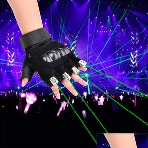 Guanti LED 1Pc Guanti laser rossi verdi Danza Spettacolo teatrale Luce con lampade laser e luci LED Palm per DJ Club / Party / Bar 201216 Dro Dh8Ky