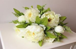 Piękny pekieże kwiatowy Dekoracja Dekoracja Ręka Made Artificial Peony Bunch Flowers Akcesoria ślubne Ogrodowe biegacze 7 Flower PE1515230