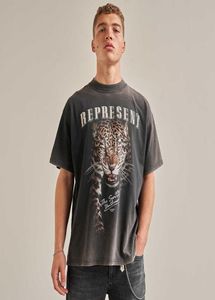 MEN039S TSHIRTS INS 21SS LEOPARD CHEETAH PRINT VINTAGE WASHED AND PROSSEDED EXHESSTIZED HIGH STREET TSHIRT for Men Woman Cloth8188262