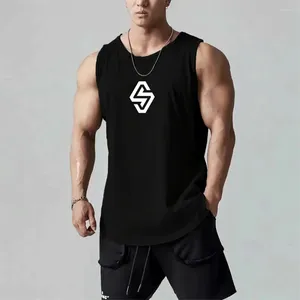 Herrtankstoppar män sommar sportkläder ärmlös t shirt gymträning o nacke väst fitness basket andas andar kläder kläder