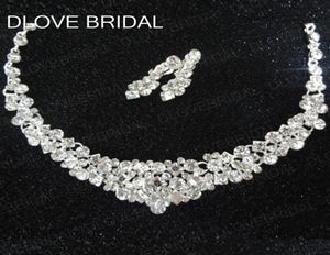 Impressionante cristal strass casamento nupcial colar brincos conjunto po noiva acessórios noite baile de formatura jóias 1836888