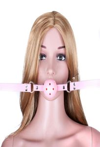 ピンクの通気性オープンマウスボールギャグPUレザーBDSMボンデージおもちゃ大人ゲームのいちゃつくセックス製品のエロティックおもちゃ3874789