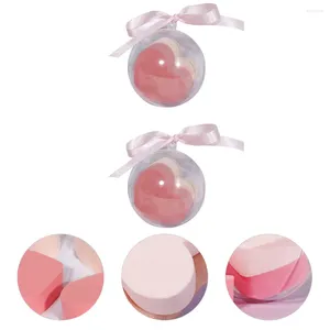 Makeup Sponges 2 Set 4sts hydrofila icke-latex pulver puffhjärta (rosa beige)