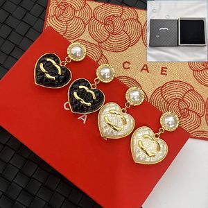 Earrings Charm Heart Pearl Earrings Luxury Style Designer Jewelry Classic Gold Plated Love Gift Earrings with Box Copper Jewelry Classic Logo