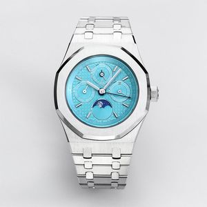 Moonwatch Mens Luxury Watch Automatisk mekanisk rörelse 41 mm högkvalitativ rostfritt band Vattentät Noctilucent klockor affärs armbandsur Montre de luxe