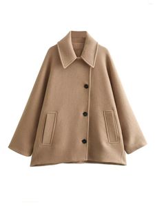 Zwiedź odzieży sprężyna odzieży Plus w rozmiarze Sprężyna i jesienna wełniana płaszcz luźny rękaw nietoperzy pojedynczy piersi Long Lapel Premium kurtka