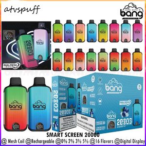 Originale da Bang Puff 20K Smart Screen 20000 soffi Penna Vape usa e getta Bangvapes Doppia bobina a rete Vaper ricaricabile 28 ml E-liquid preriempito 16 gusti