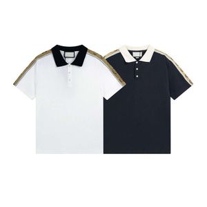 Polo Designer Mens Camiseta Nova Tendência Mens Bordado Sólido Listrado Lapela Manga Curta Camisetas Verão Suave Respirável Polo Camisa Top Quality